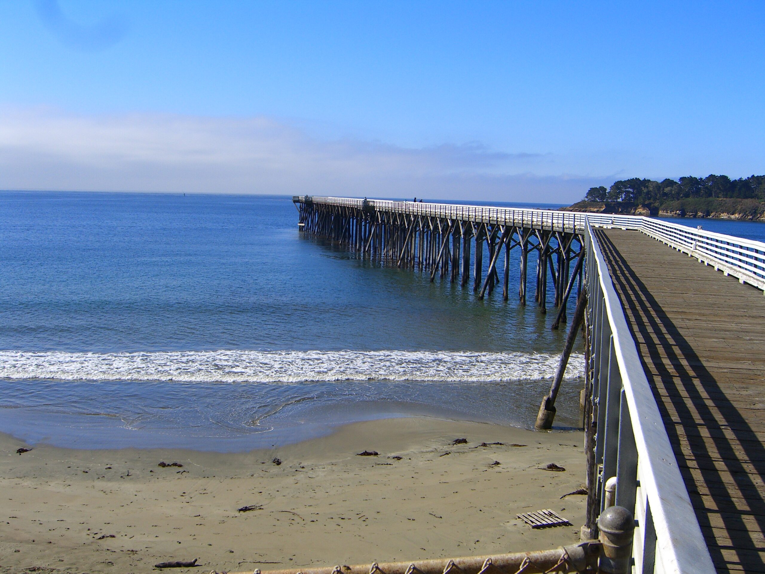 San Simeon Pier reaches into the Pacific Ocean from William R. Hearst Memorial State Beach in California.