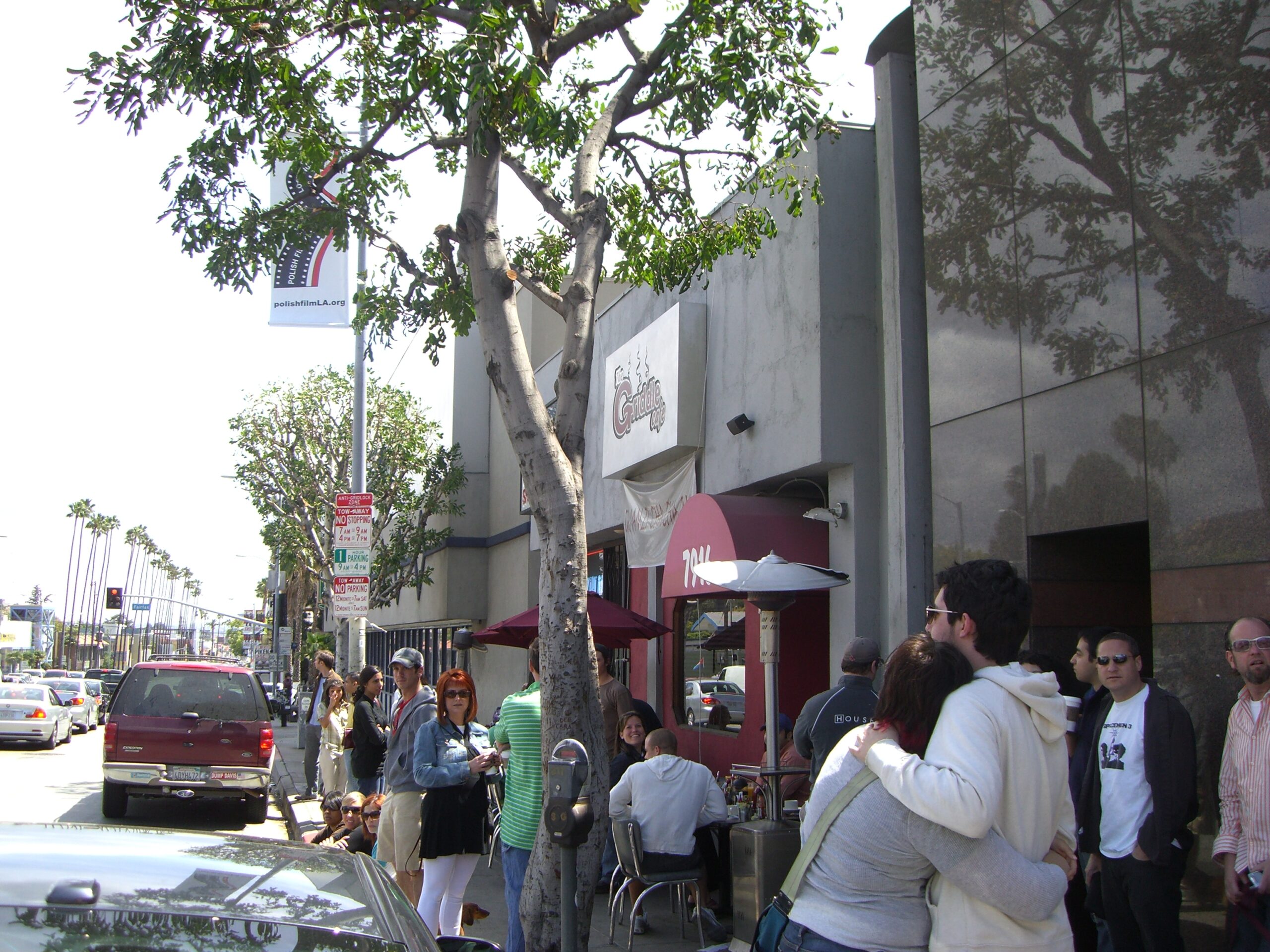Tens of people wait on a weekend morning to get into The Griddle Cafe in West Hollywood