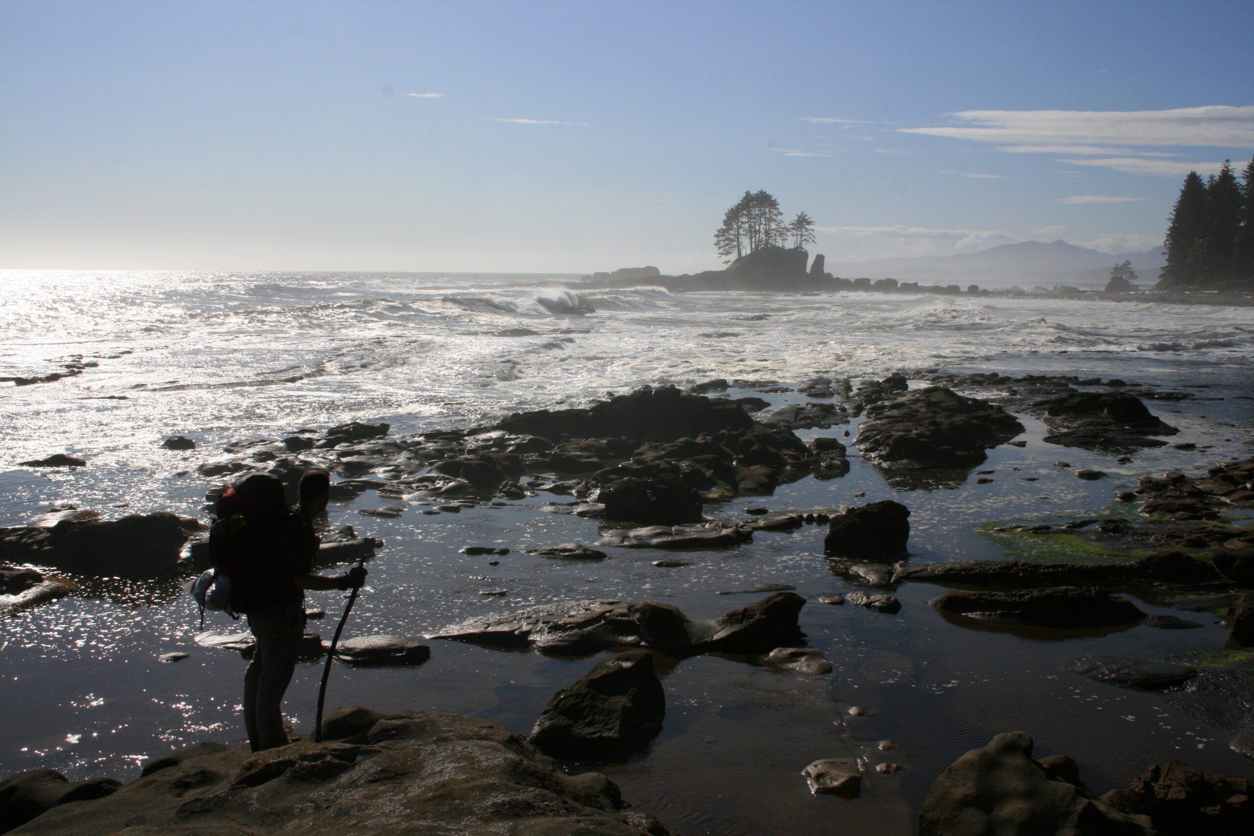 Hank looks out at a spectacular coastal view near the West Coast Trail's halfway point near Dare Point (photo by Brian Leukart)