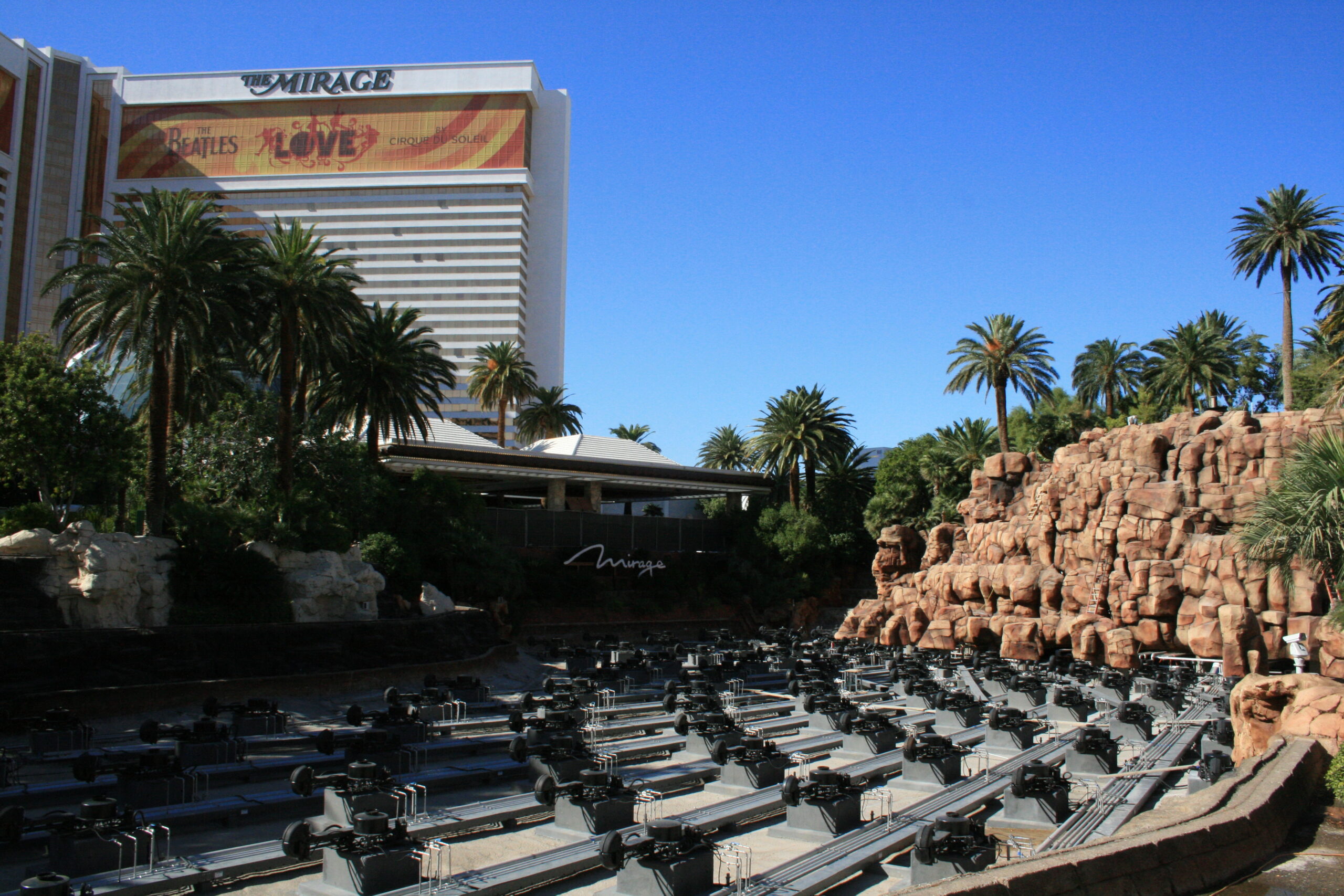 Construction exposes the underbelly of the Las Vegas facade and inhuman lava machines at The Mirage.