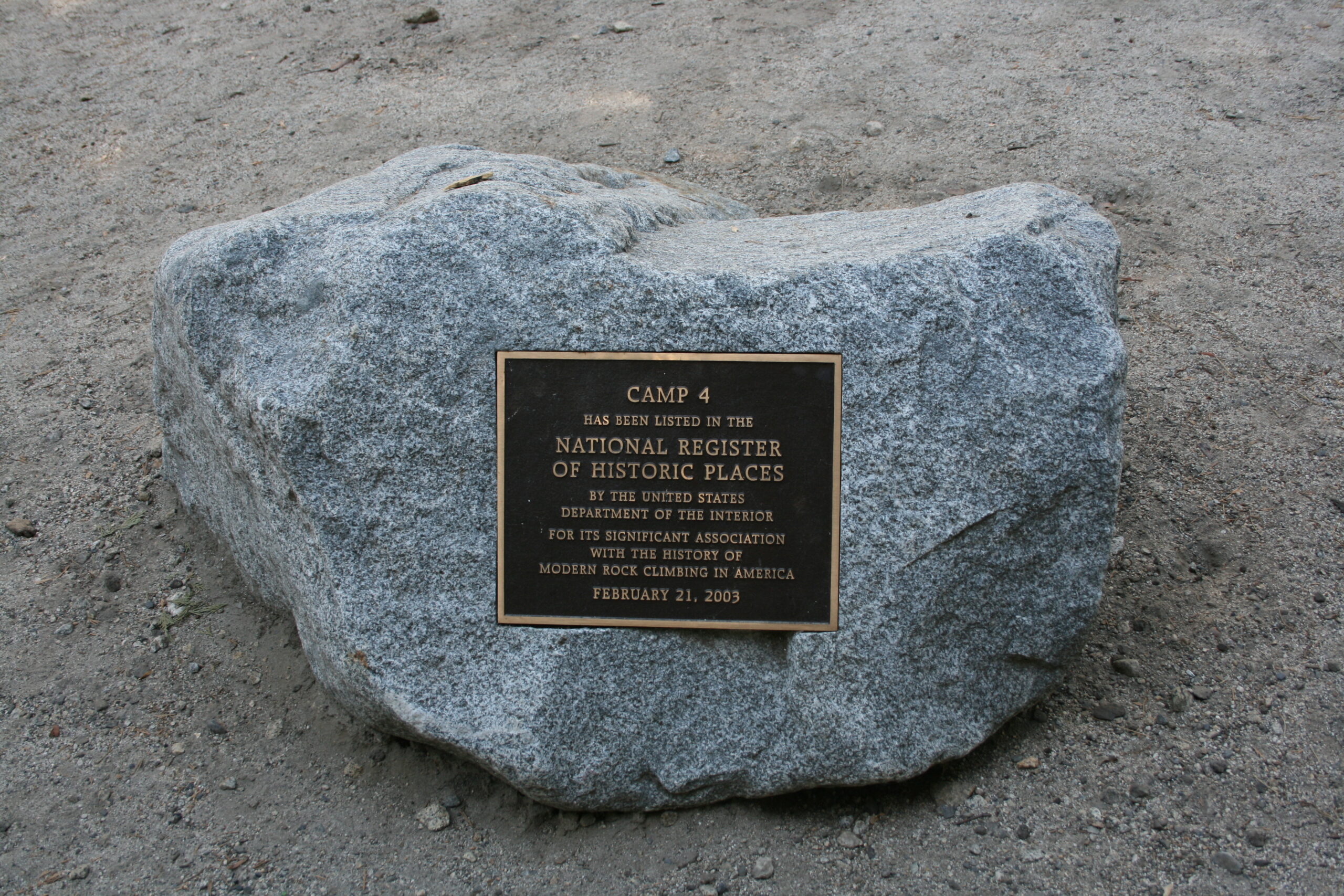 Plaque at Camp 4