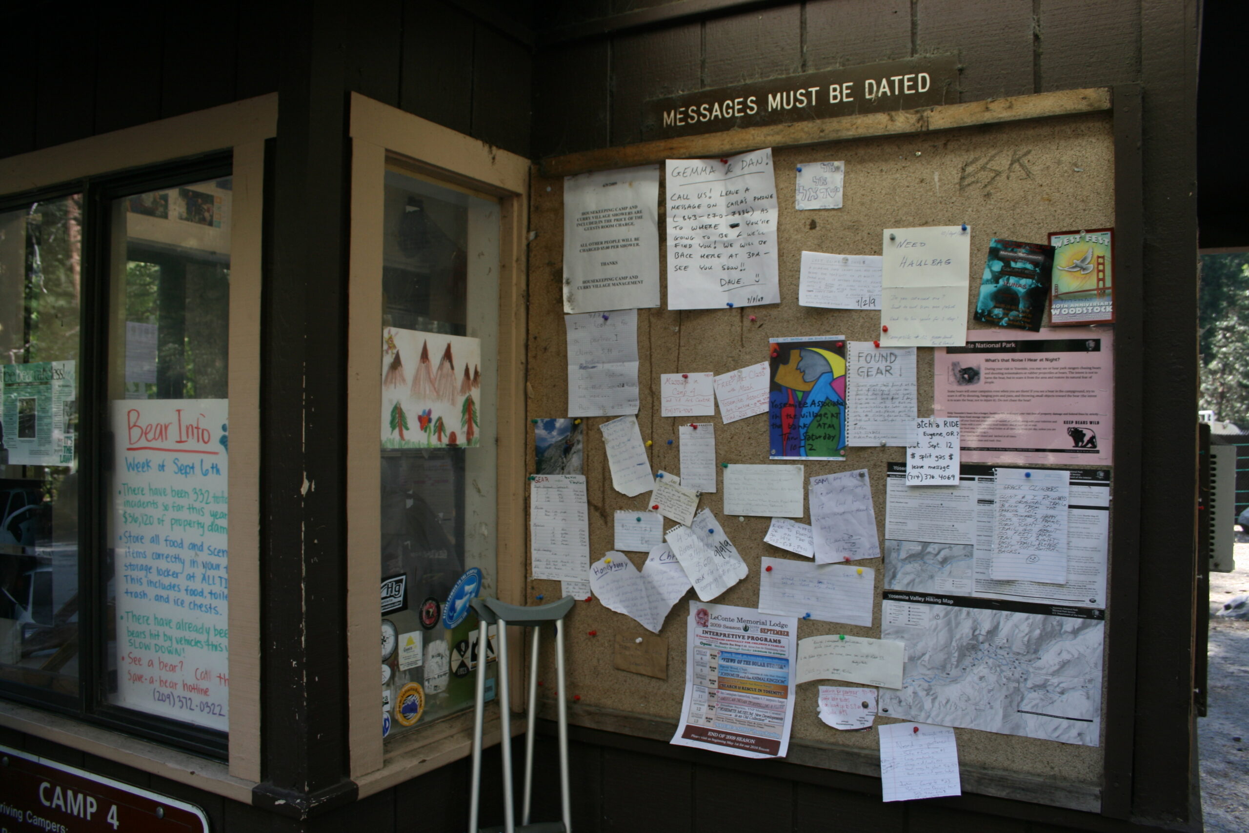 Bulletin board in Camp 4