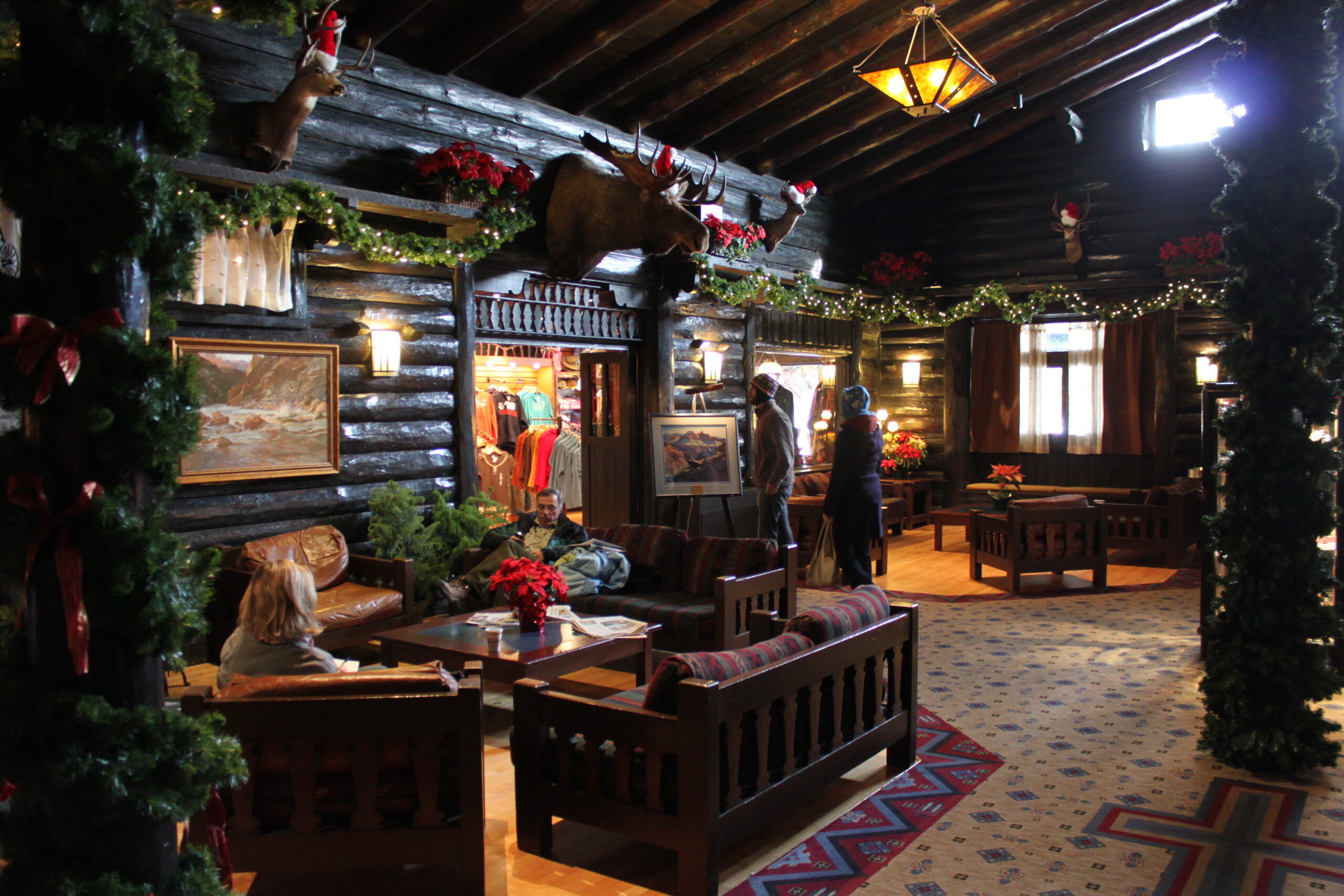 The lobby of the Grand Canyon South Rim's El Tovar hotel.