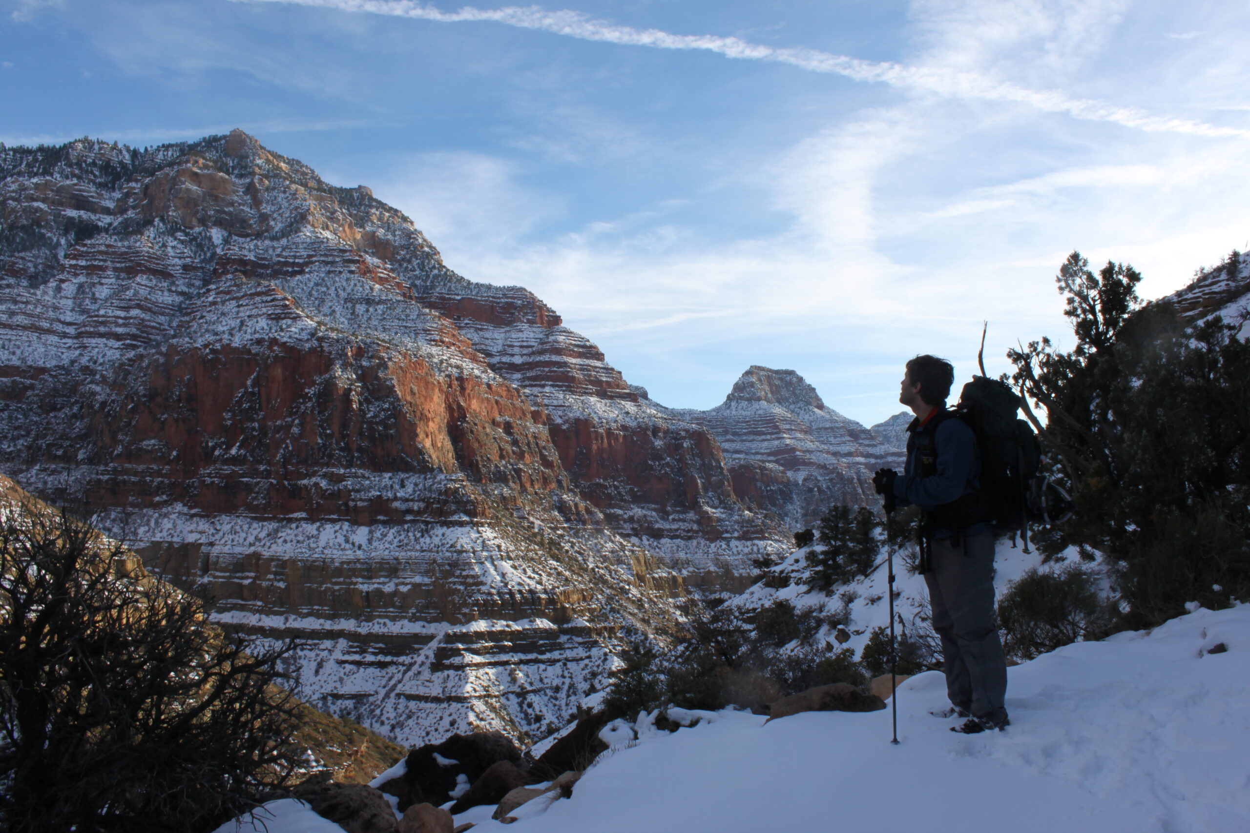 Brian looks up at the Grand Canyon's North Rim on New Year's Day, 2010.
