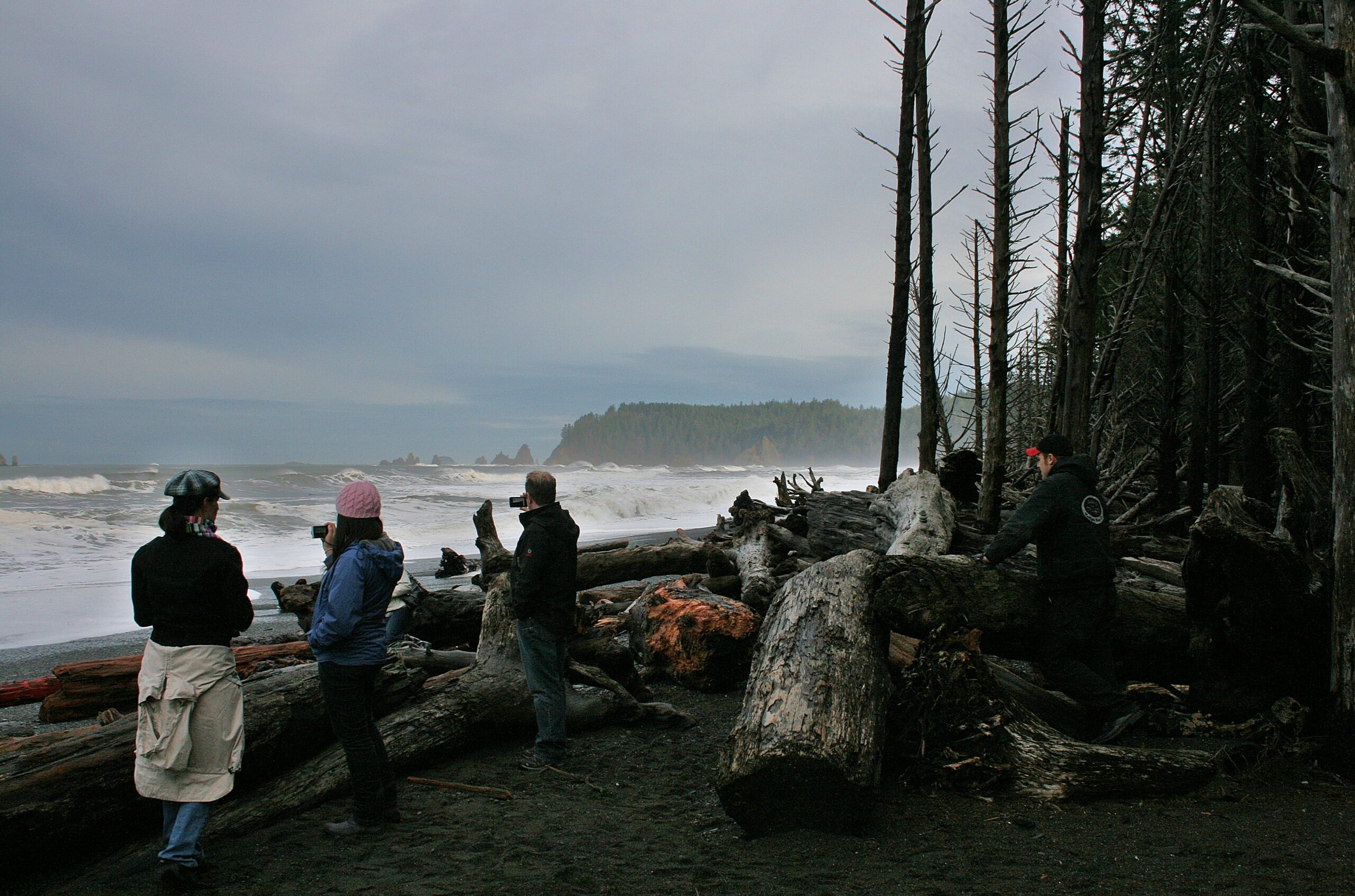 Twilight fans photograph the Pacific Ocean on First Beach in La Push, Washington.