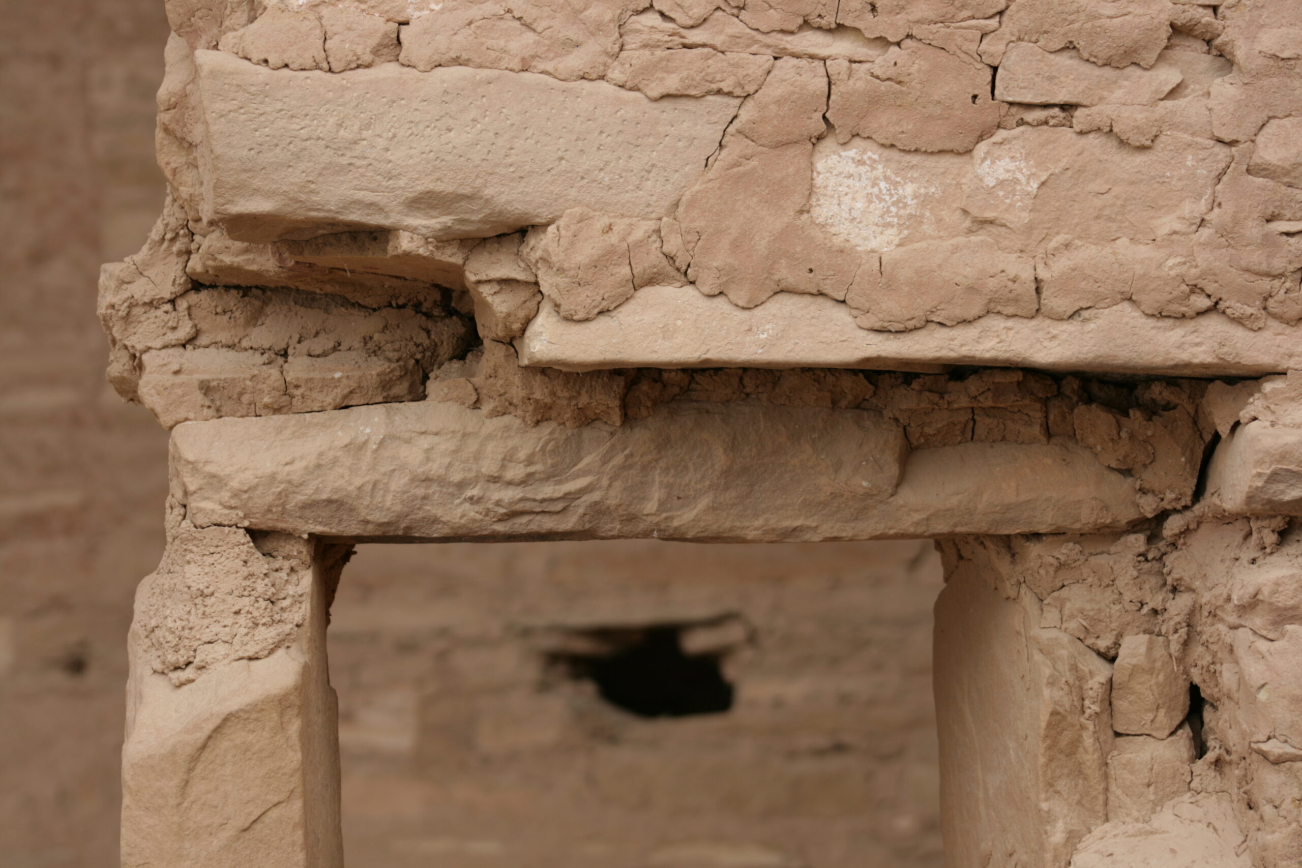 Sandstone bricks form the Spruce Tree House ruins in Mesa Verde National Park.