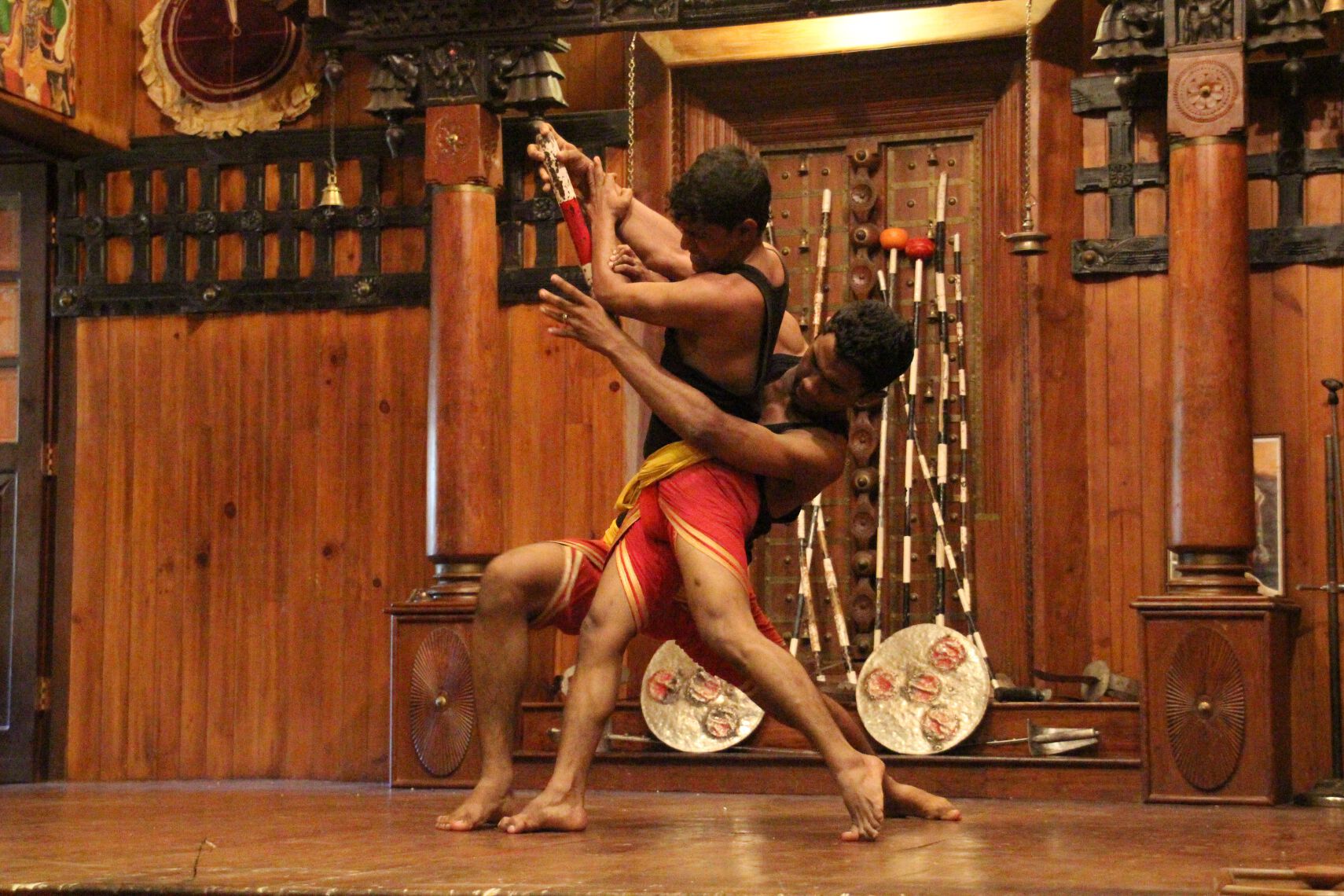 Martial arts experts demonstrate the ancient Keralan art of Kalarippayt in Fort Cochin, India.