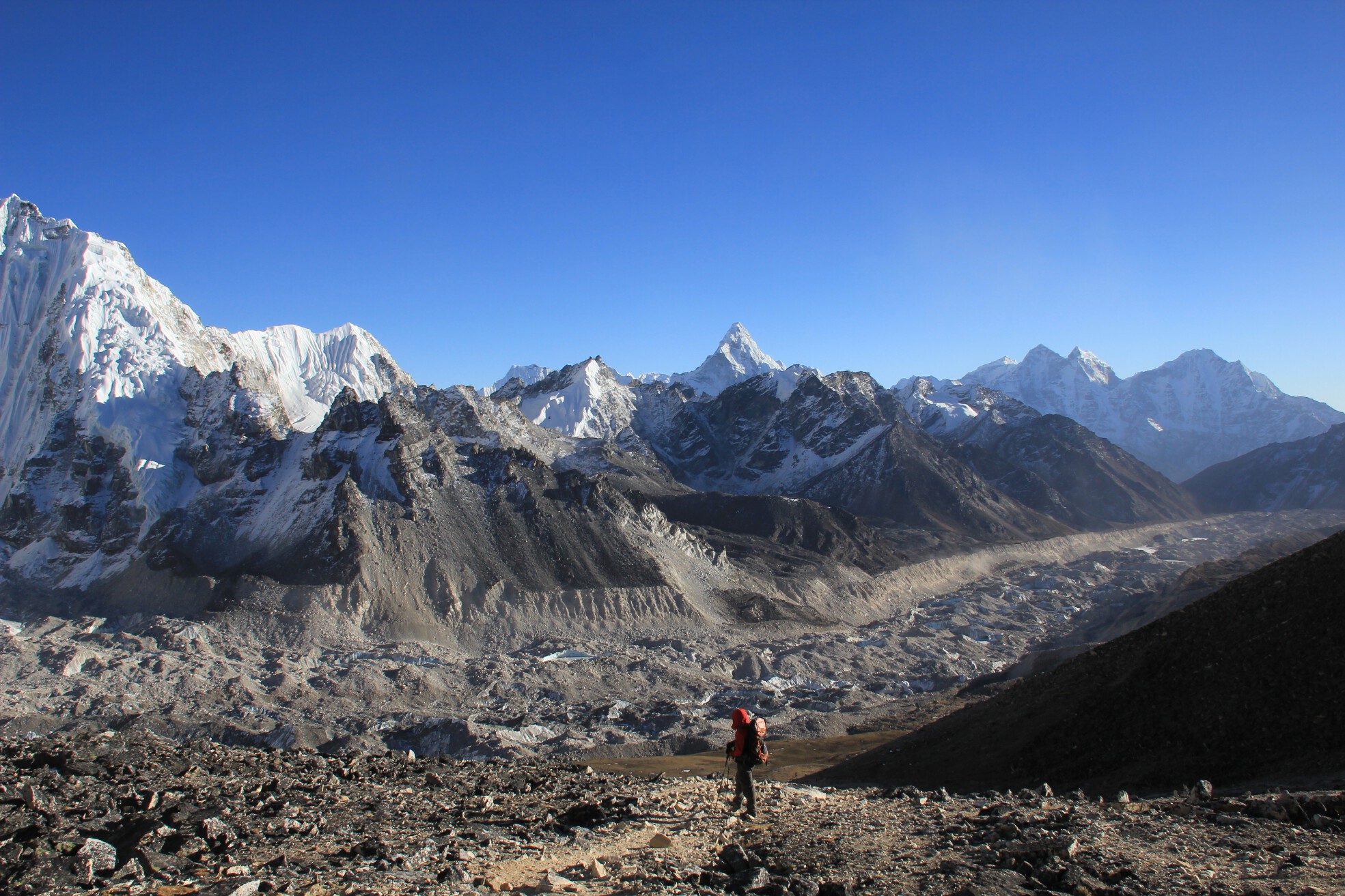 Hank hikes toward the summit of Kala Patthar near Gorak Shep, Nepal.