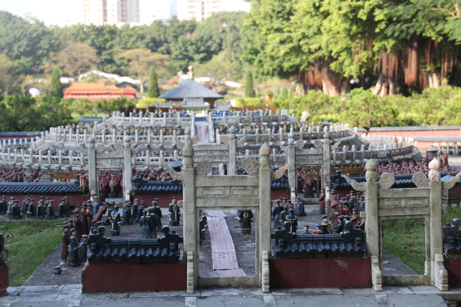A miniature, hand-crafted Temple of Heaven is on display in Splendid China, Shenzhen.