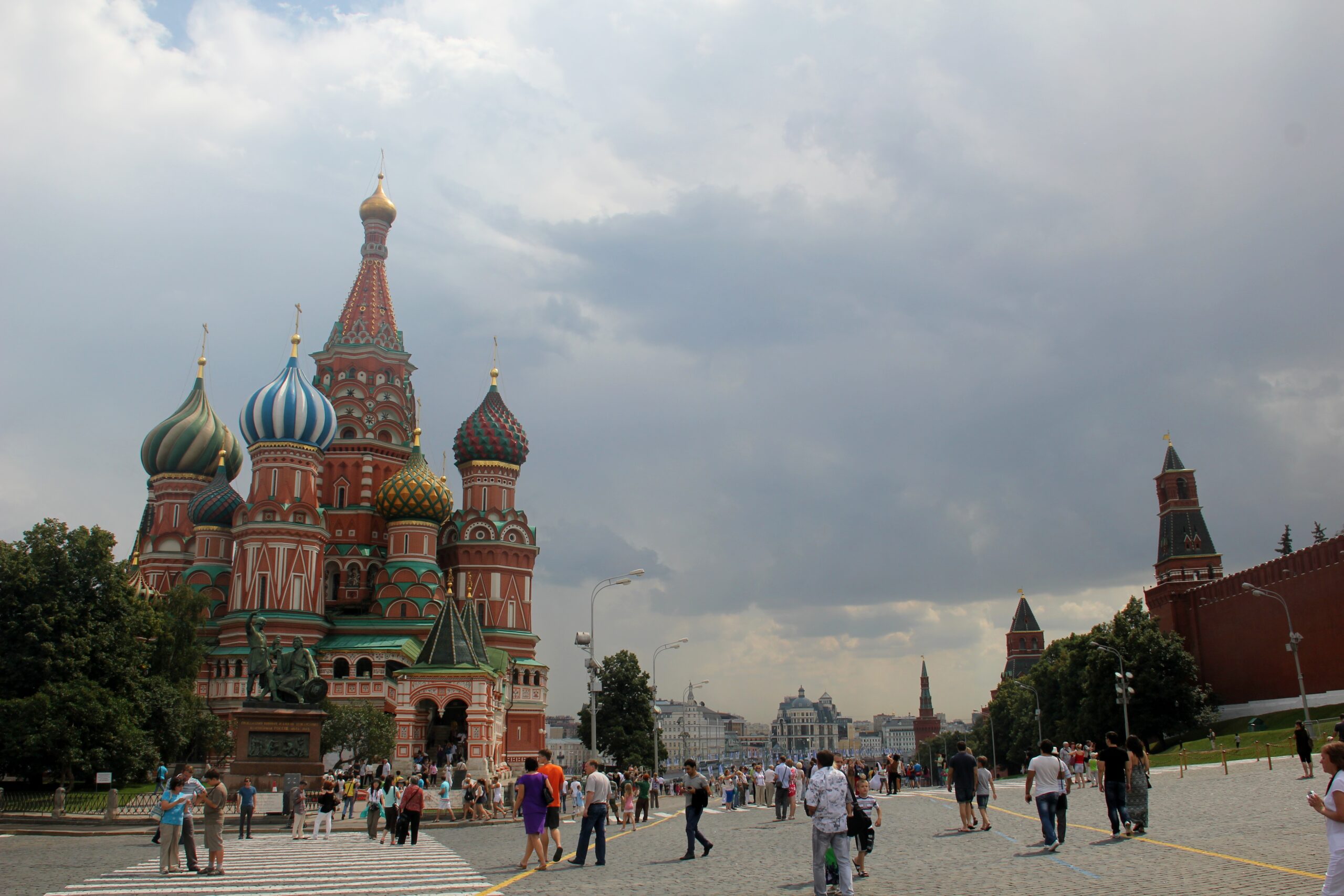 St. Basil&#039;s Cathedral, a quintessential Moscow tourist attraction, sits on the western edge of Red Square.