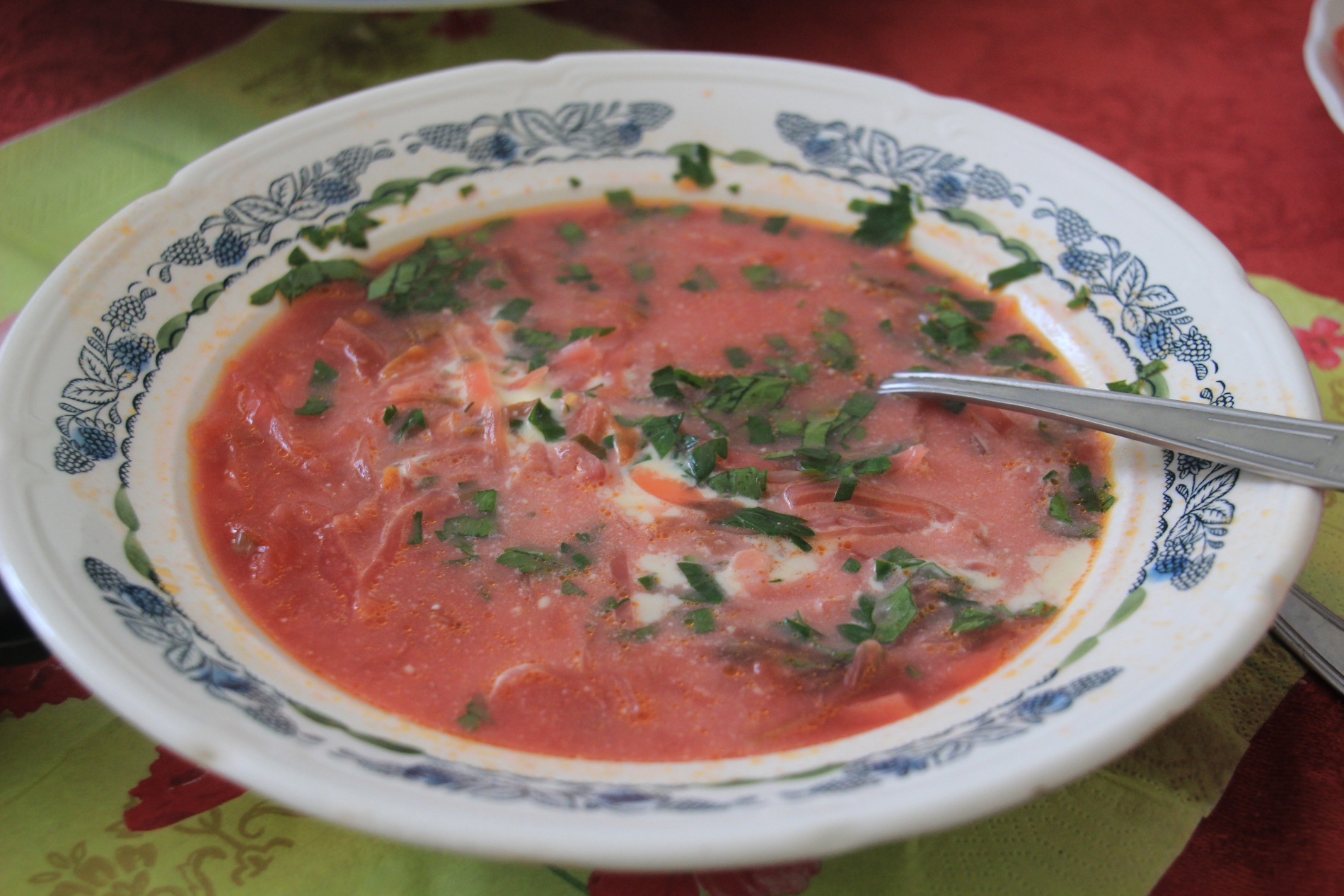 Borscht is a traditional Ukrainian soup.