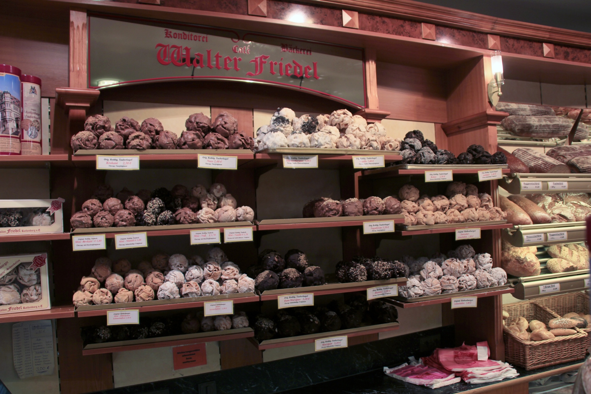 Schneeballen are a traditional pastry sold in Rothenburg ob der Tauber, Germany.