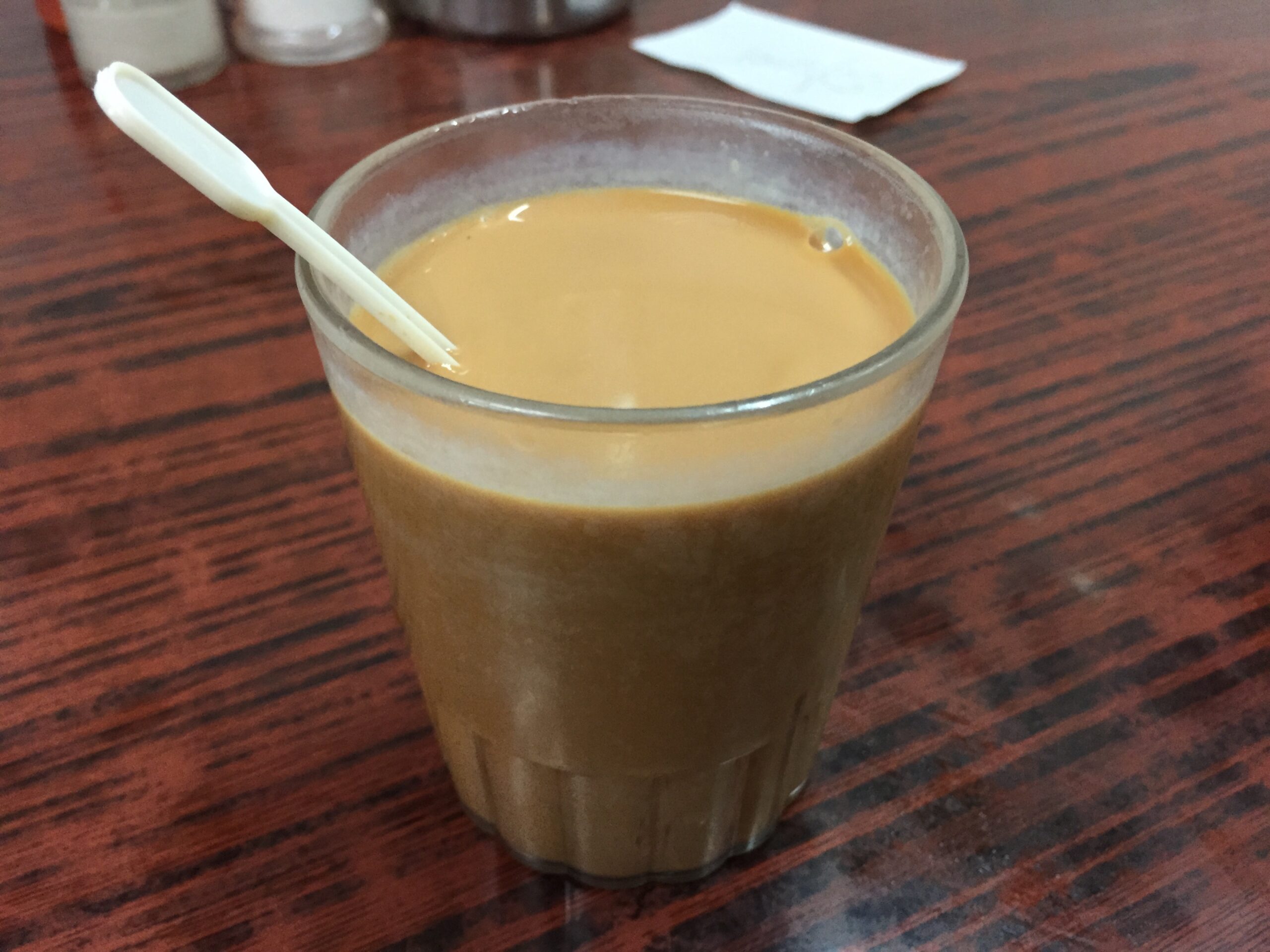 Traditional Hong Kong pantyhose milk tea is served at Lan Fong Yuen.