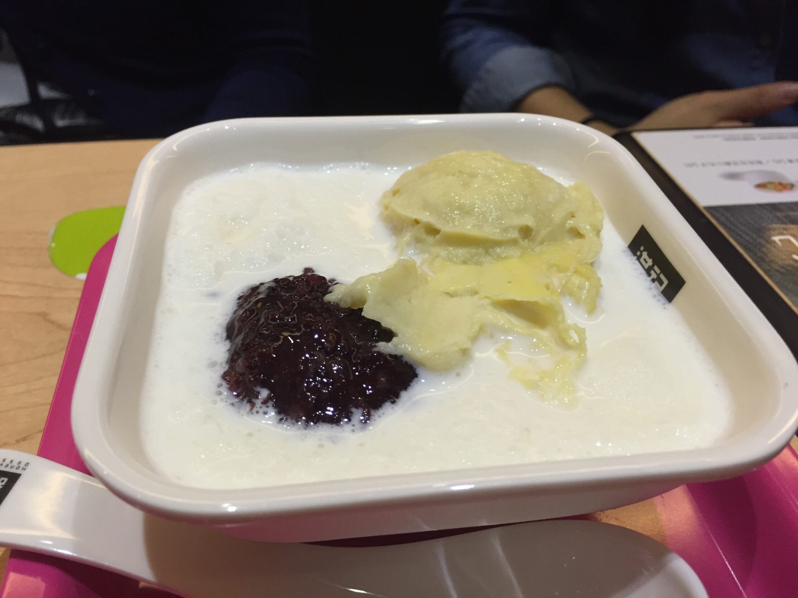 Honeymoon Dessert serves durian with black glutinous rice in milk.