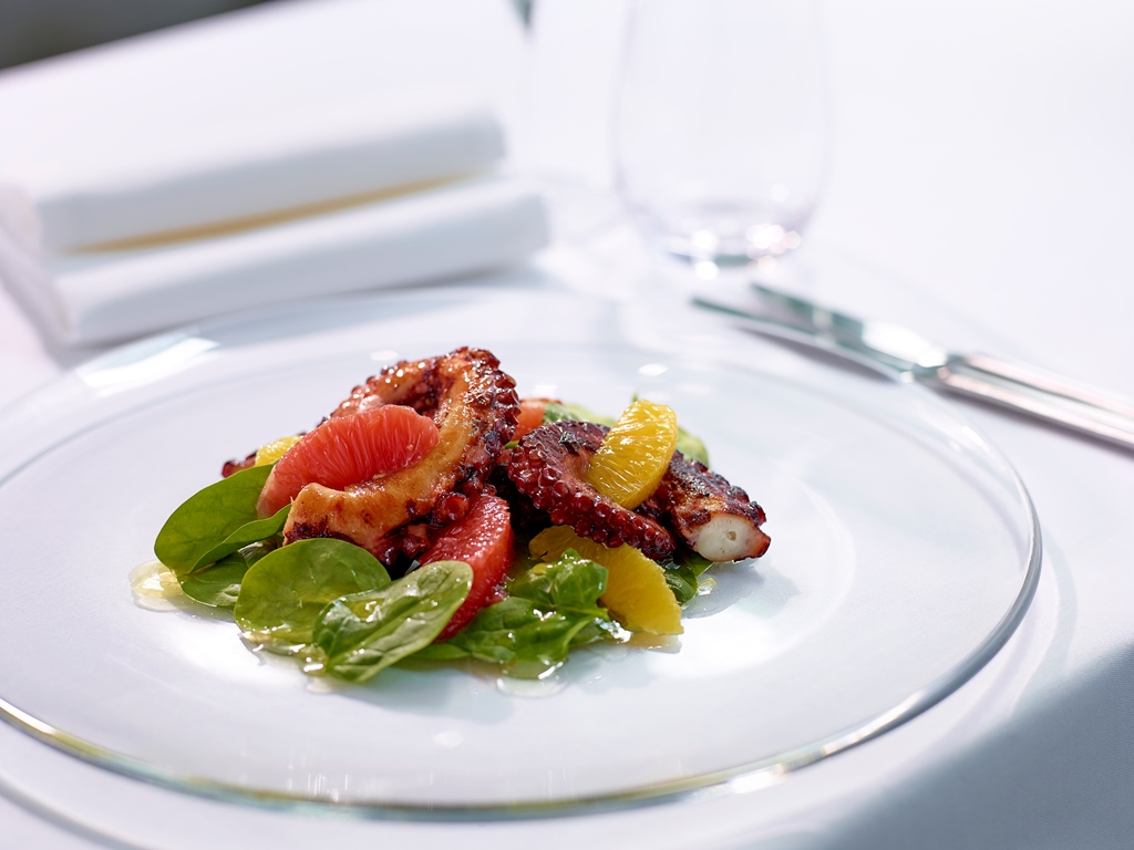 New Italian restaurant Gradini in the Pottinger Hotel serves grilled octopus. (photo courtesy of Gradini)