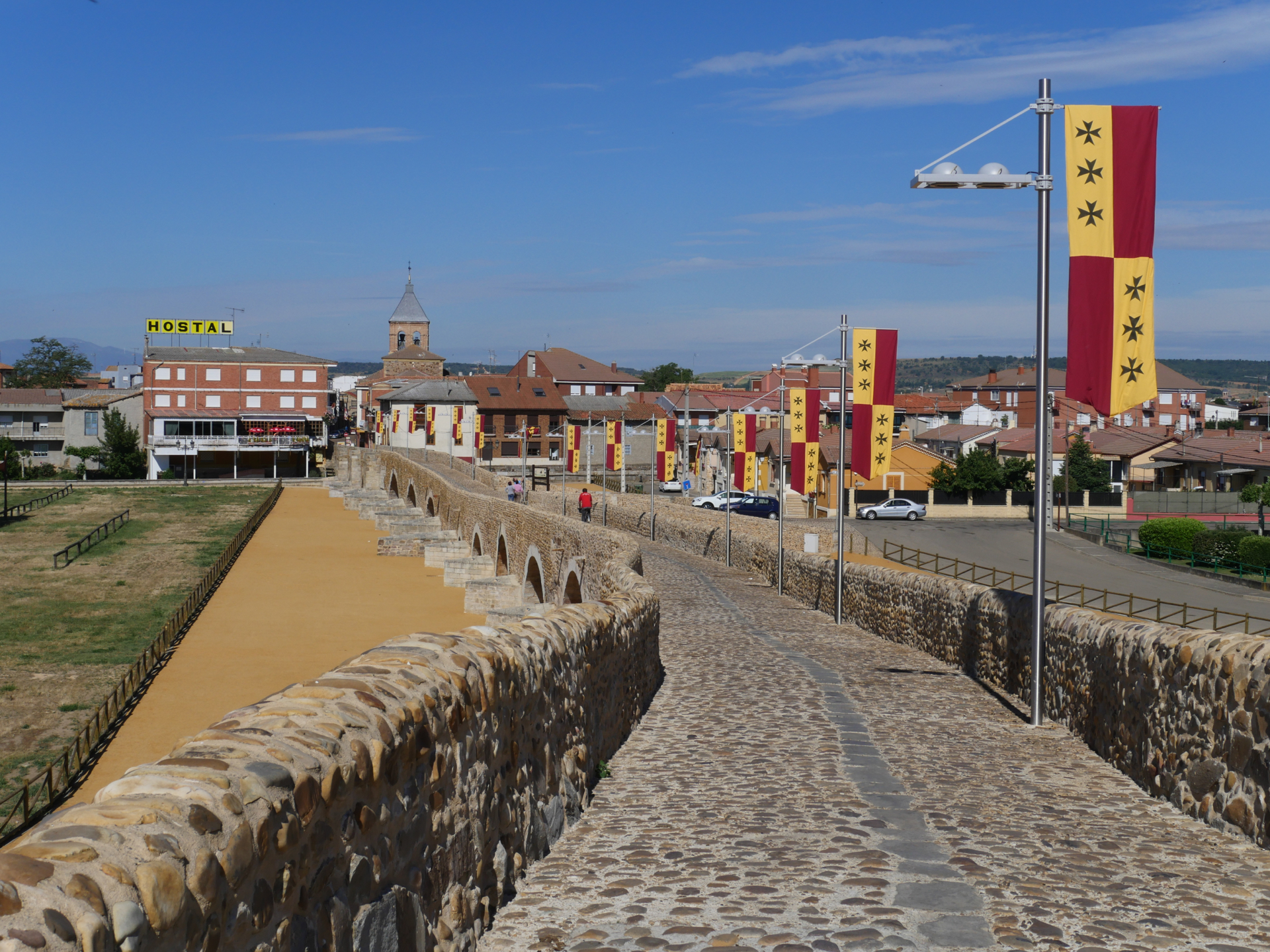 A striking Gothic bridge is the defining feature of Hospital de Órbigo, Spain.