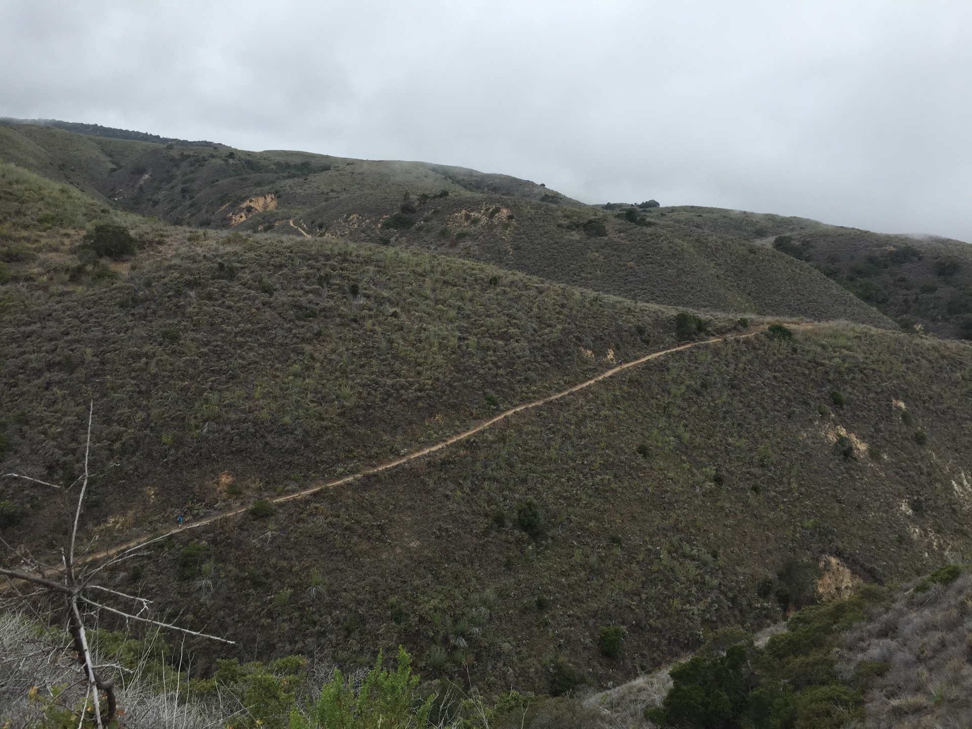 Hikers walk the trail to Del Norte Campground on Santa Cruz Island, California.