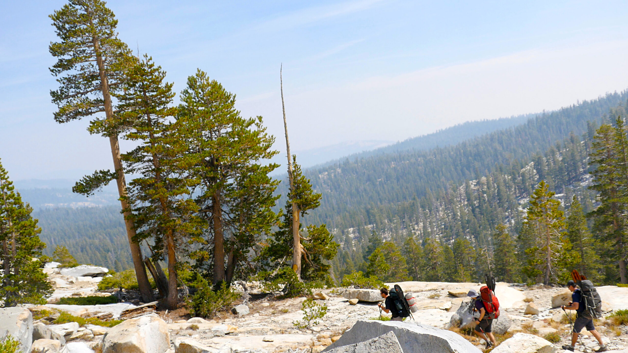 Hikers travel off-trail through Ansel Adams Wilderness.