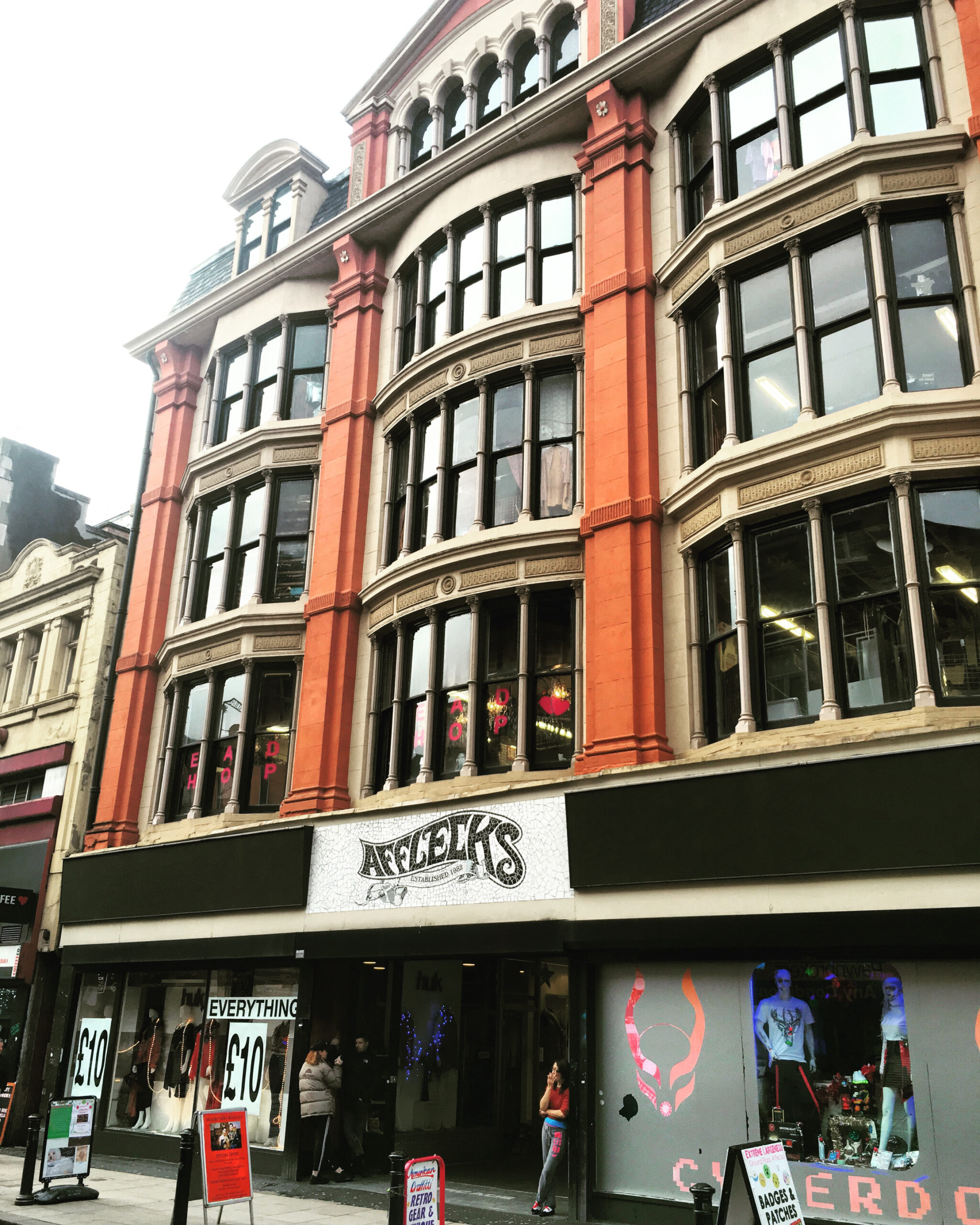Afflecks, an edgy mall in Manchester, UK, is one of the the band Oasis's old stomping grounds.