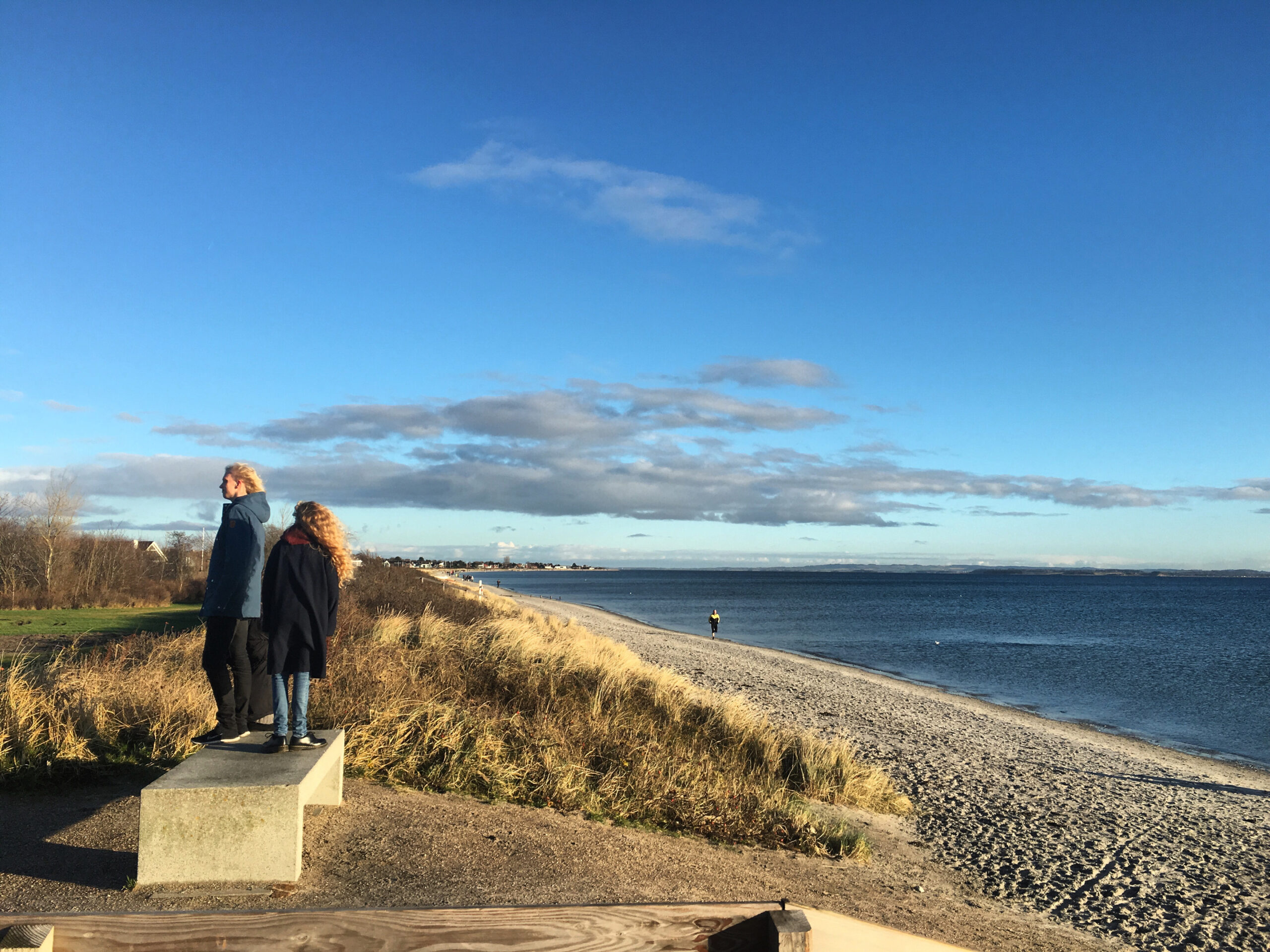 Sun shines on an uncharacteristically beautiful winter day in Aarhus, Denmark.