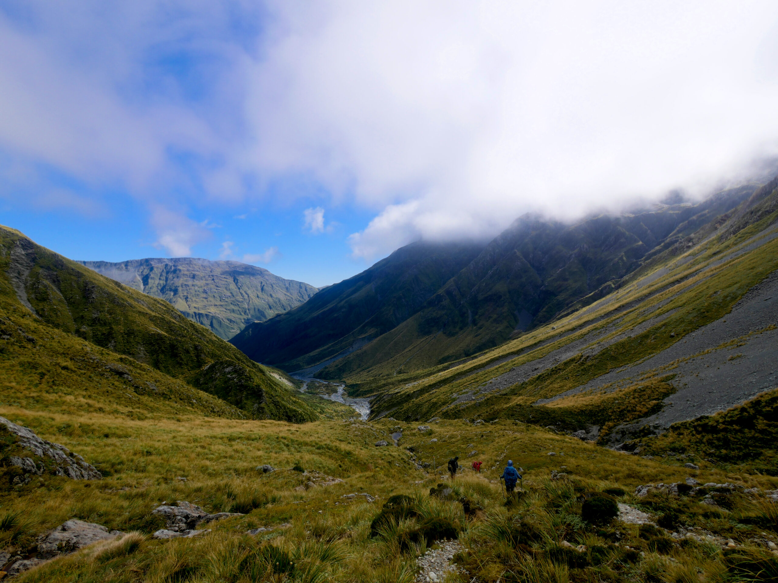 Hikers make their way down the north side of Browning Pass in Arthur's Pass National Park.