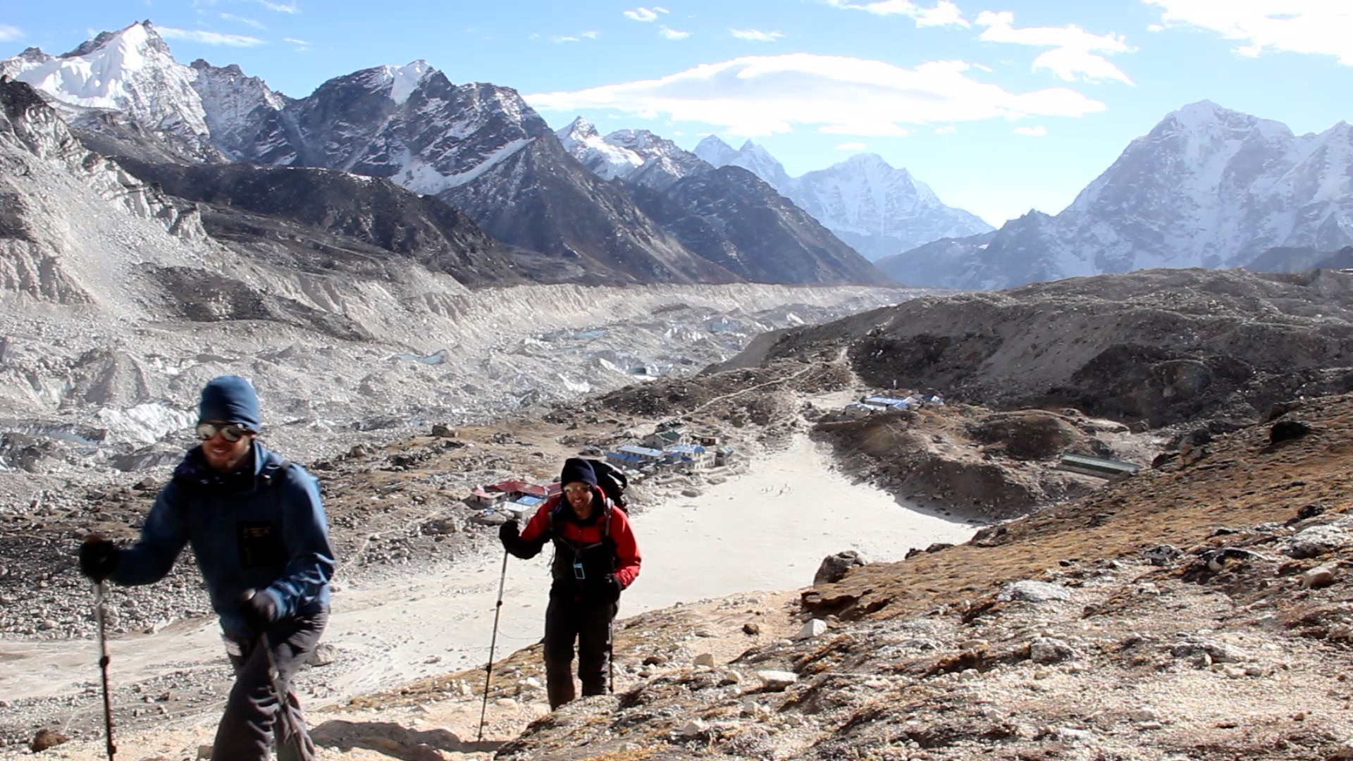 Brian and Hank hiking up Kala Patthar in Nepal.