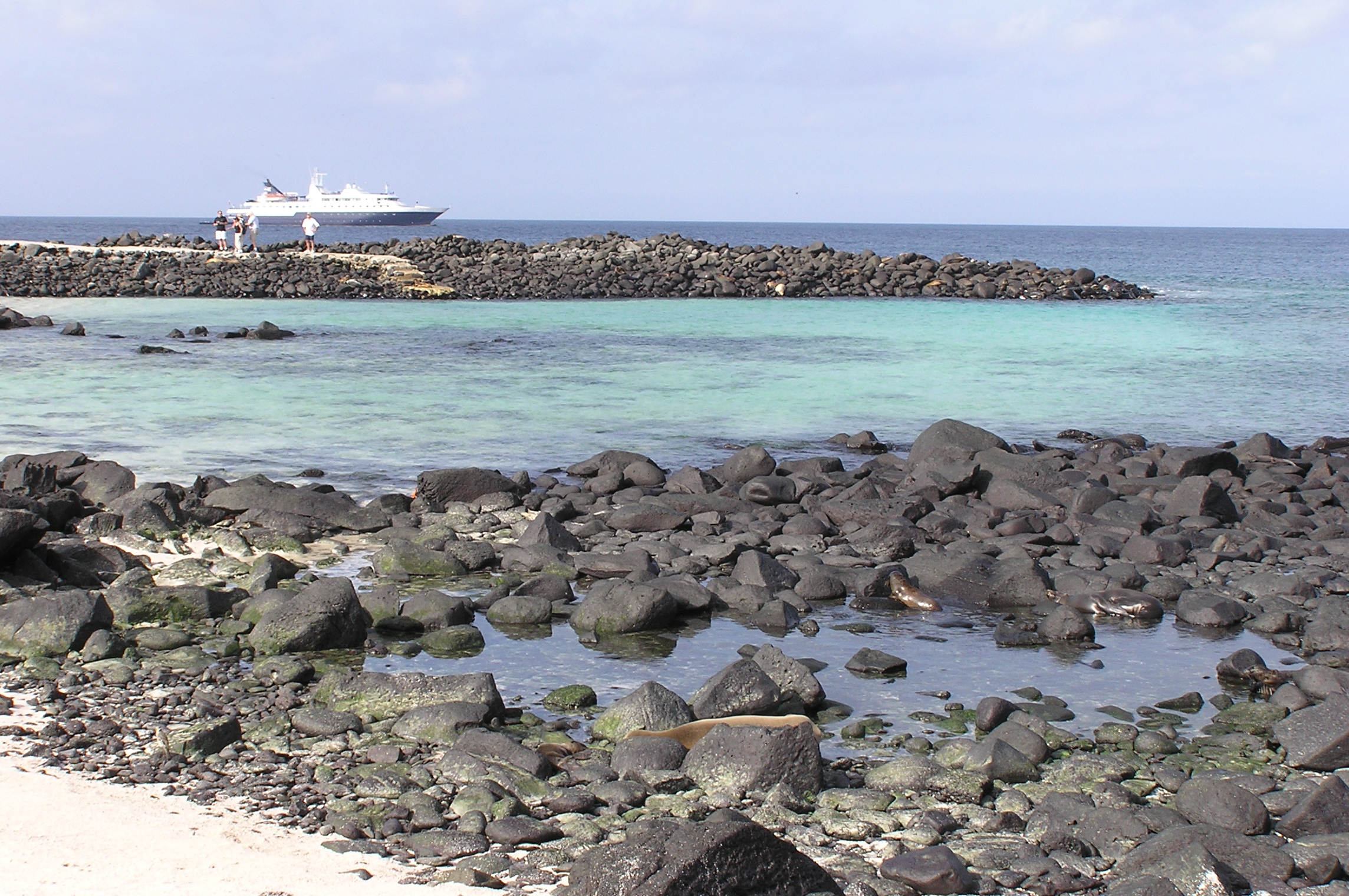 View of ship from Espanola Island