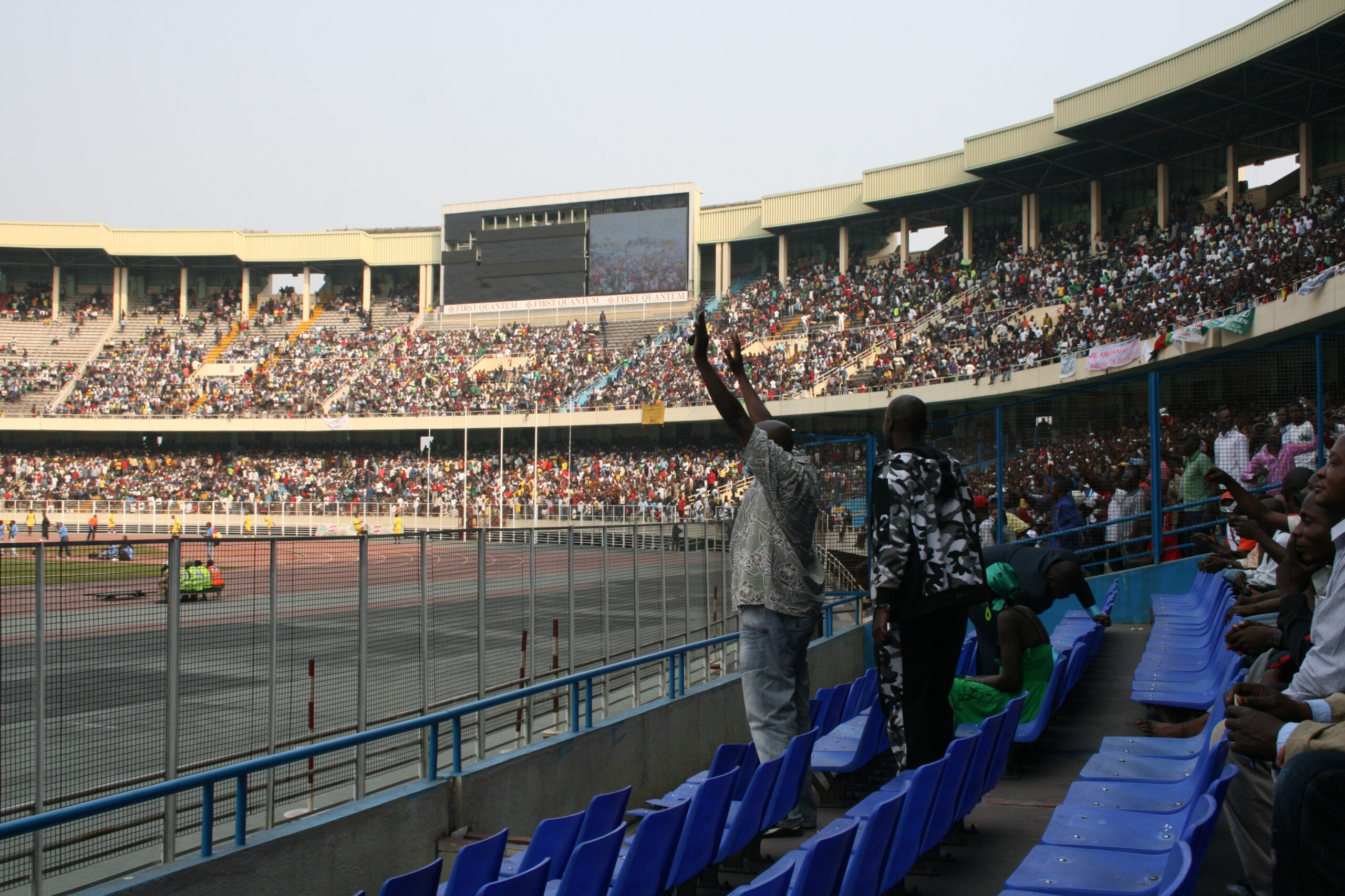 Fans at Kinshasa soccer stadium