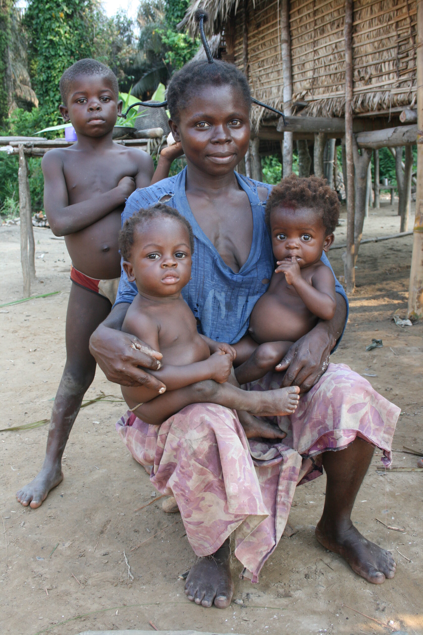 Mother with children in Mobese village