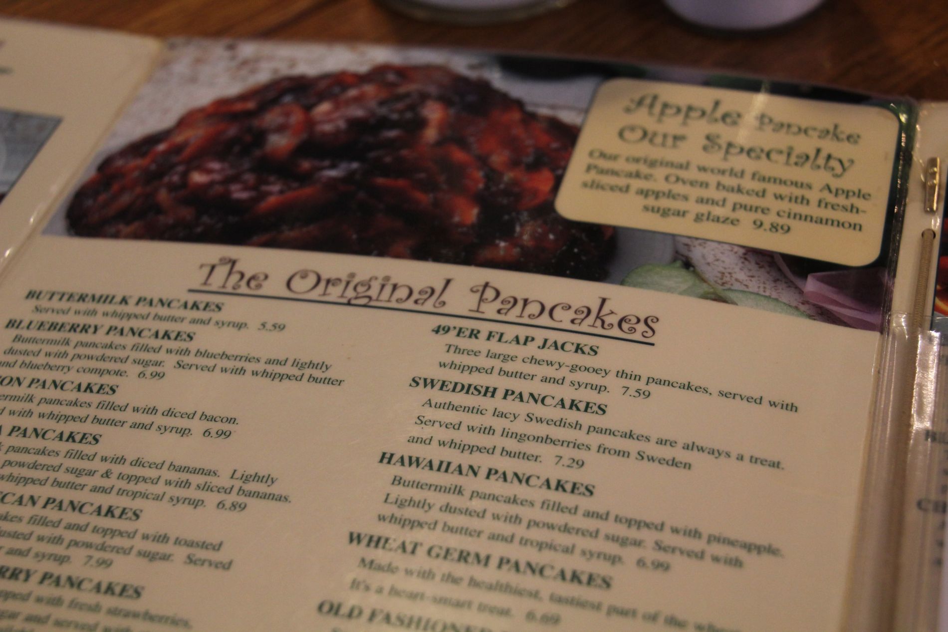 Chicago Original Pancake House menu