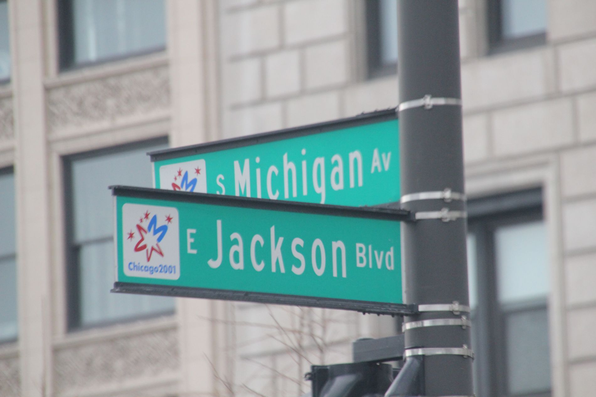 Chicago Michigan and Jackson street signs