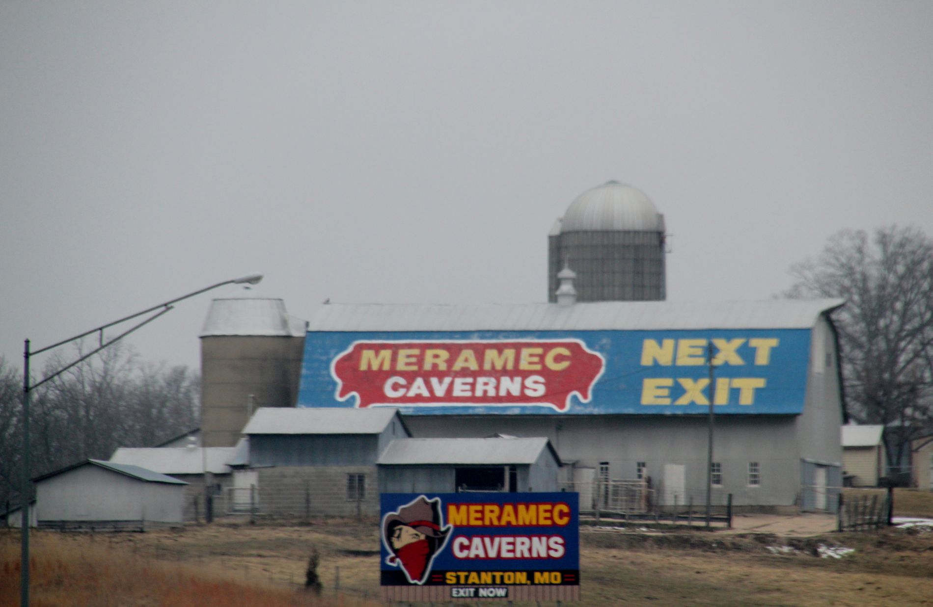 Meramec Caverns Next Exit sign in Stanton, Missouri