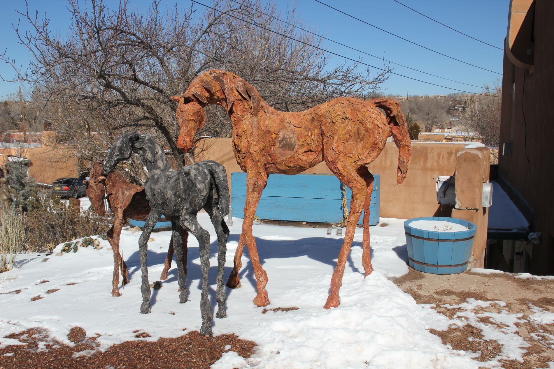 Horse statues on Canyon Road in Santa Fe, New Mexico