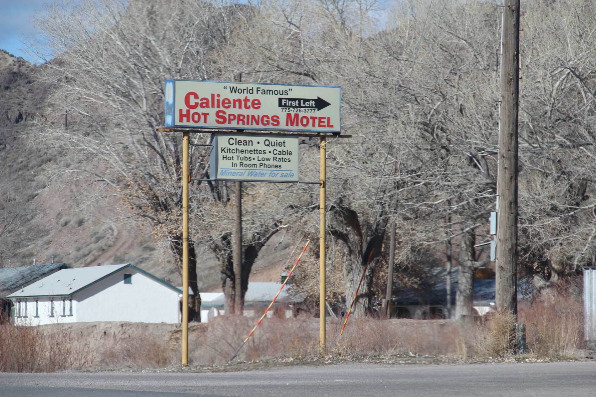 Caliente Hot Springs Motel sign, Nevada