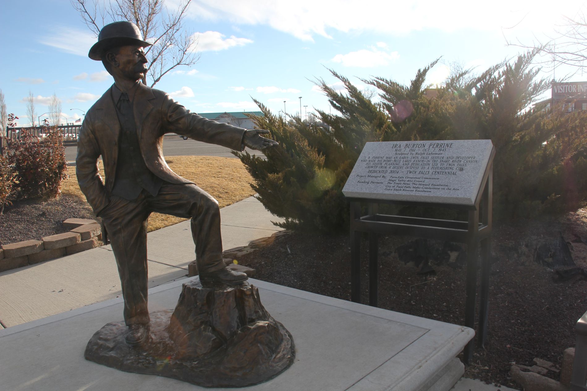 Ira Burton Perrine statue in Twin Falls, Idaho