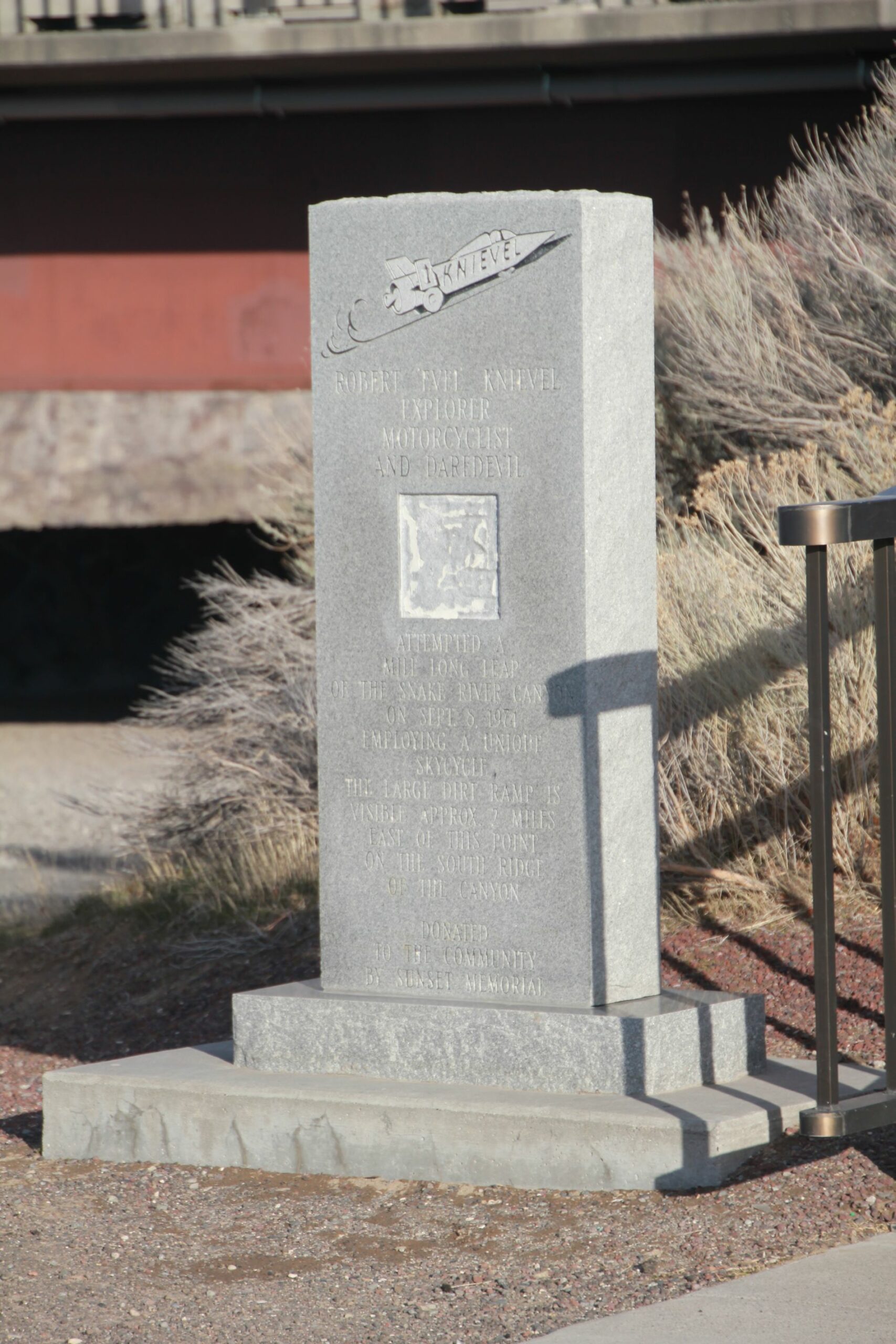 Snake River Canyon Evel Knievel jump point monument in Twin Falls, Idaho