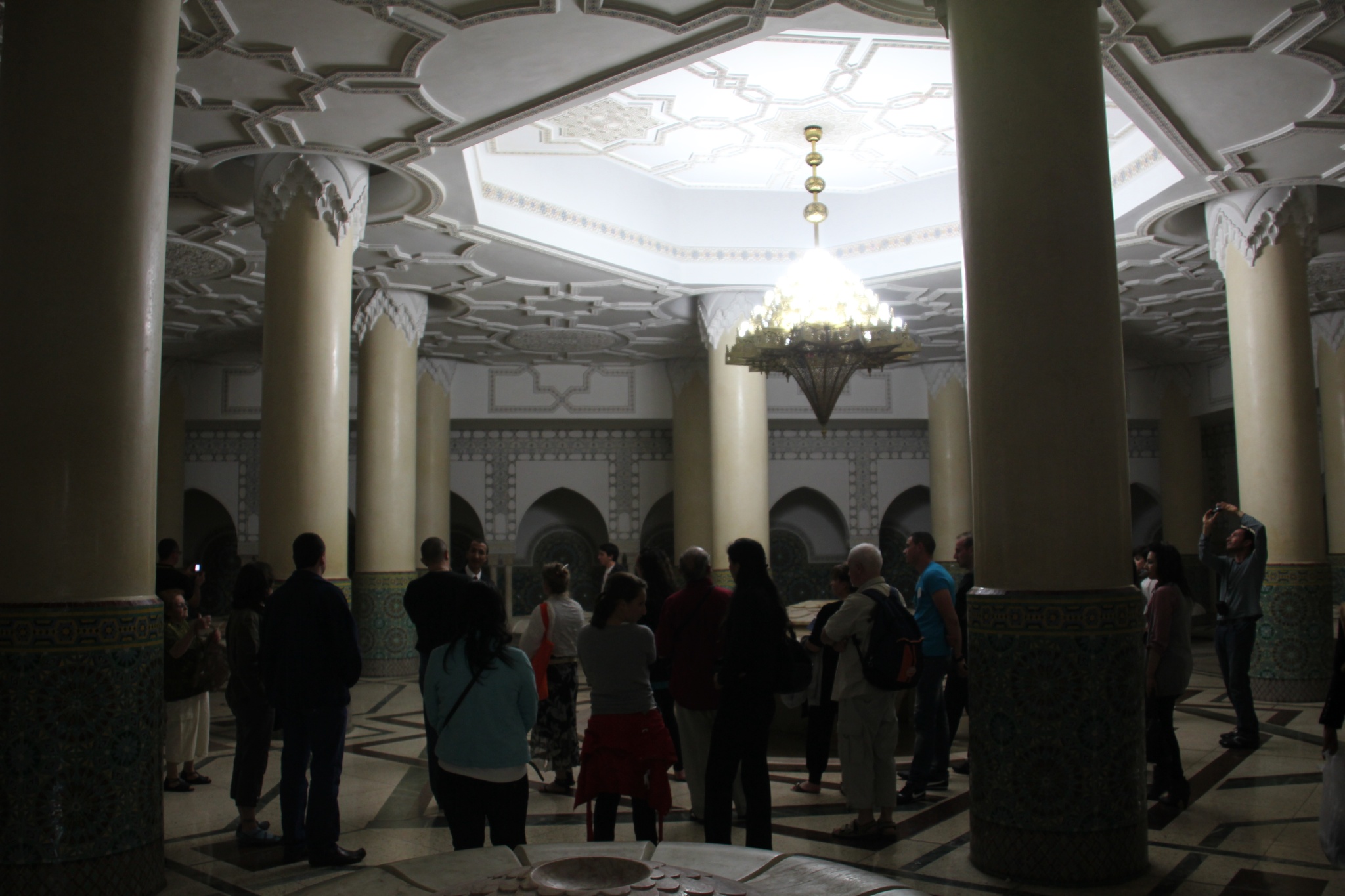 King Hassan II Mosque baths with tourists