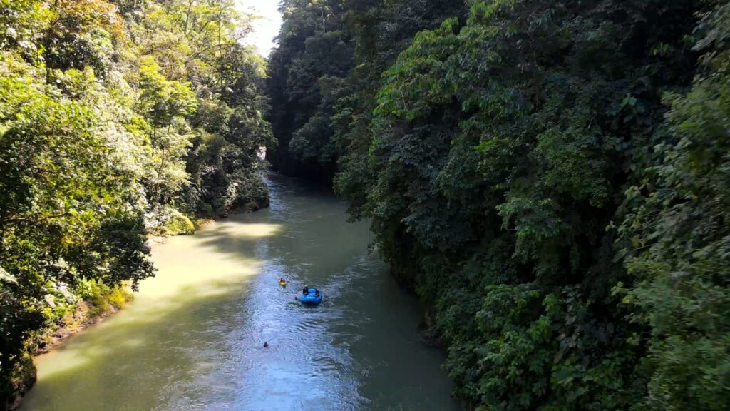 Raft in Pacuare River canyon